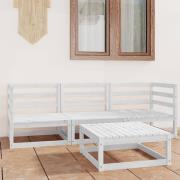vidaXL Loungegrupp för trädgården 4 delar vit massiv furu