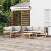 vidaXL Loungegrupp 6 delar ljusgråa dynor bambu