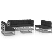 vidaXL Loungegrupp med dynor 8 delar massiv furu