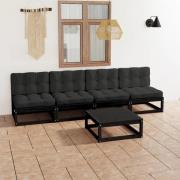 vidaXL Loungegrupp med dynor 5 delar massiv furu