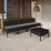 vidaXL Loungegrupp med dynor 5 delar konstrotting svart