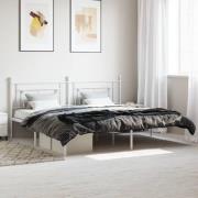 vidaXL Sängram med huvudgavel metall vit 193x203 cm