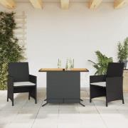 vidaXL Caféset med dynor 3 delar svart konstrotting