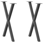 vidaXL Matbordsben X-formade 2 st antracit 57x(72-73) cm stål