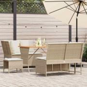 vidaXL Soffgrupp för trädgården med dynor 5 delar beige konstrotting