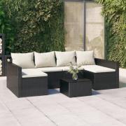 vidaXL Loungegrupp med dynor 2 delar svart konstrotting
