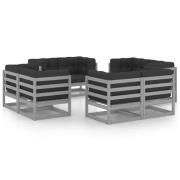 vidaXL Loungegrupp med dynor 8 delar massiv furu