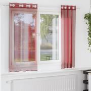 vidaXL Voile gardiner med genomföringar 2 delar vinröd