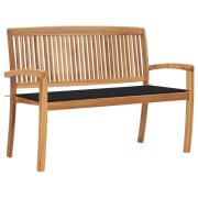 vidaXL Stapelbar trädgårdsbänk med dyna 128,5 cm massiv teak