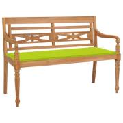 vidaXL Bataviabänk med ljusgrön dyna 120 cm massiv teak