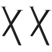 vidaXL Matbordsben X-formade 2 st svarta 90x(72-73) cm stål