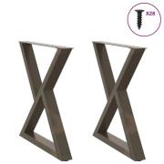 vidaXL Matbordsben 2 st naturstål 80x(72-73,3) cm stål