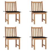 vidaXL Trädgårdsstolar 4 st med dynor massiv teak
