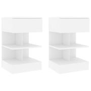 vidaXL Sängbord 2 st vit 40x35x65 cm konstruerat trä