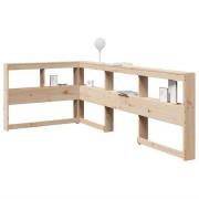 vidaXL Bokhylla sänggavel L-formad 100 cm massiv furu