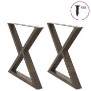 vidaXL Matbordsben 2 st naturligt stål 90x(72-73,3) cm stål