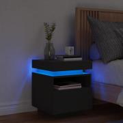 vidaXL Sängbord med LED-belysning svart 40x39x48,5 cm
