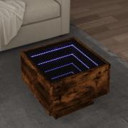 vidaXL Soffbord med LEDs rökfärgad ek 40x40x30 cm konstruerat trä