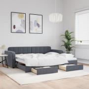 vidaXL Dagbädd utdragbar med lådor mörkgrå 90x190 cm sammet