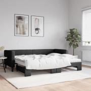 vidaXL Dagbädd med madrasser utdragbar svart 80x200 cm tyg