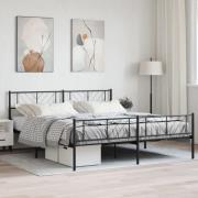 vidaXL Sängram med huvudgavel och fotgavel svart metall 200x200 cm