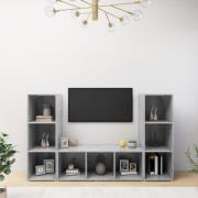 vidaXL TV-skåp 3 delar betonggrå 107x35x37 cm konstruerat trä