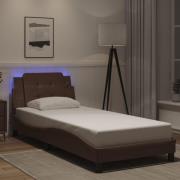 vidaXL Bed Frame with LED without Mattress "Zadar" Brown 90x190 cm