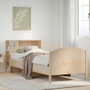 vidaXL Säng med bokhylla utan madrass 75x190cm massiv furu