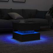 vidaXL Soffbord med LED svart ek 50x50x40 cm