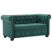 vidaXL Chesterfieldsoffa 2-sits sammet 146x75x72 cm grön