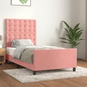 vidaXL Sängram med huvudgavel rosa 80x200 cm sammet