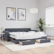 vidaXL Dagbädd utdragbar med lådor mörkgrå 90x190 cm sammet