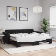 vidaXL Dagbädd utdragbar med madrasser svart 90x190 cm sammet