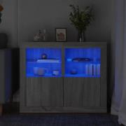 vidaXL Sängbord med LED-lampor 2 st grå sonoma konstruerat trä