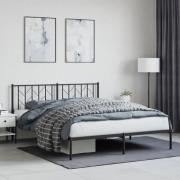 vidaXL Sängram med huvudgavel metall svart 160x200 cm
