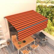 vidaXL Automatisk infällbar markis med rullgardin 4,5x3m orange/brun