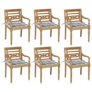 vidaXL Bataviastolar med dynor 6 st massiv teak