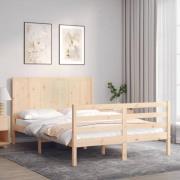 vidaXL Sängram med huvudgavel 120x200 cm massivt trä