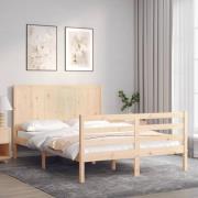 vidaXL Sängram med huvudgavel 140x190 cm massivt trä