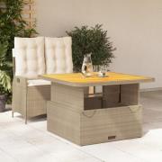 vidaXL Matgrupp för trädgården med dynor 2 delar beige konstrotting