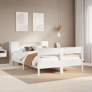 vidaXL Säng med bokhylla utan madrass vit 120x190 cm massiv furu