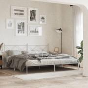 vidaXL Sängram med huvudgavel metall vit 200x200 cm