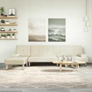 vidaXL L-formad bäddsoffa gräddvit 255x140x70 cm konstläder