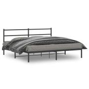 vidaXL Sängram med huvudgavel metall svart 180x200 cm