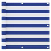 vidaXL Balkongskärm vit och blå 90x300 cm oxfordtyg