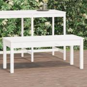 vidaXL Trädgårdsbänk vit 109x44x45 cm massiv furu