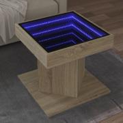 vidaXL Soffbord med LEDs sonoma-ek 50x50x45 cm konstruerat trä