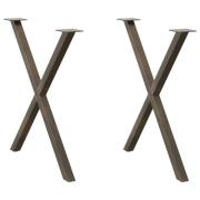 vidaXL Matbordsben X-formad 2 st naturstål 80x(72-73) cm stål
