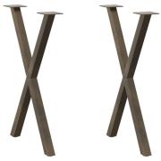 vidaXL Matbordsben X-formad 2 st naturstål 57x(72-73) cm stål