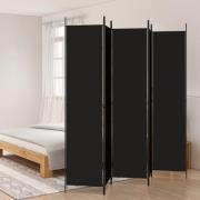 vidaXL Rumsavdelare 5 paneler svart 250x220 cm tyg